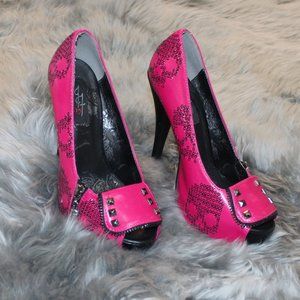 Iron Fist Platform Peep Toe Pumps - Skulls